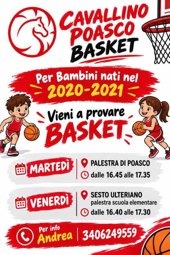 Vieni a provare a giocare a basket! Per bambini nati nel 2020-21